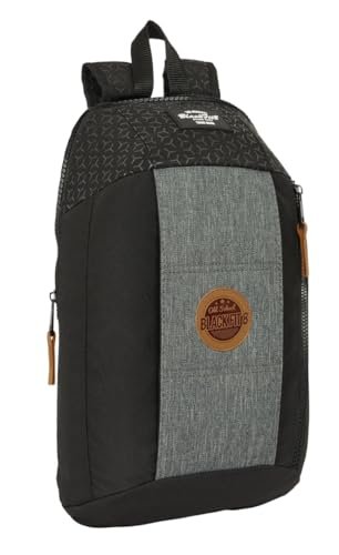 BLACKFIT8 OLD SCHOOL Mini plecak na co dzień, idealny dla dzieci w różnym wieku, wygodny i wszechstronny, jakość i wytrzymałość, 22 x 10 x 39 cm, Czarny/Szary, M, Casual