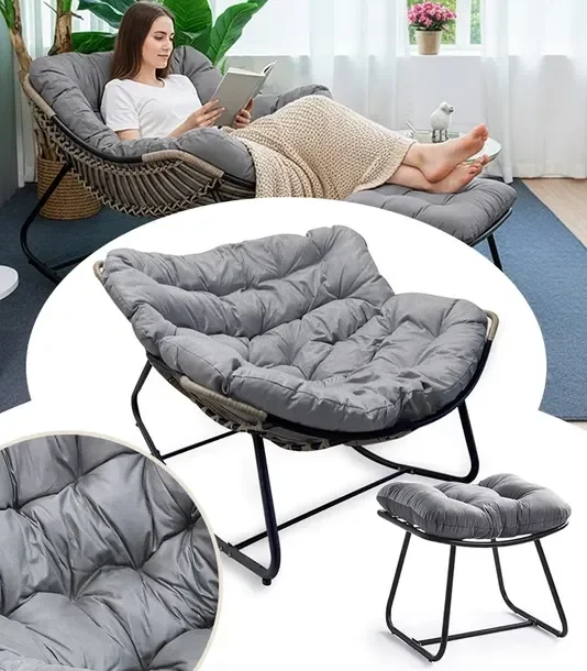 Fotel Bujany Z Podnóżkiem Sofa Leżak Ogrodowy Bujak Do Ogrodu Domu Na Taras