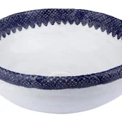 Umywalki - Ręcznie wykonana umywalka ceramiczna Brygida – Okrągła, dekoracyjna umywalka nablatowa 38 x 13 cm Ekskluzywna umywalka łazienkowa - miniaturka - grafika 1