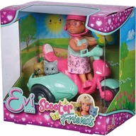 Lalki dla dziewczynek - Lumarko Lalka Evi Na Skuterze Z Pieskiem I Kotkiem! - miniaturka - grafika 1