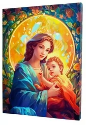 Obraz Matki Boskiej na Płótnie - Idealny Prezent na Chrzest - Ikony i obrazy sakralne - miniaturka - grafika 1