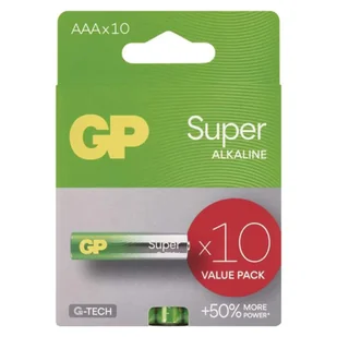 Bateria alkaliczna, AAA (LR03), AAA, 1.5V, GP, blistr, 10-pack, SUPER - Baterie i akcesoria - miniaturka - grafika 1