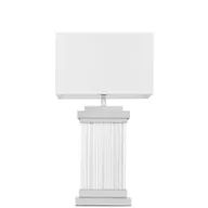 Lampy stojące - Lumina Deco DAVOS elegancka lampa stołowa podstawa szklane rurki proste wykończenie chrom abażur biały E27 - miniaturka - grafika 1