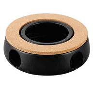 Akcesoria i części AGD - PODGRZEWACZ CERAMICZNY UNIVERSAL CZARNY Z KORKOWĄ PODKŁADKĄ NA DZBANEK 15X15X5CM - miniaturka - grafika 1