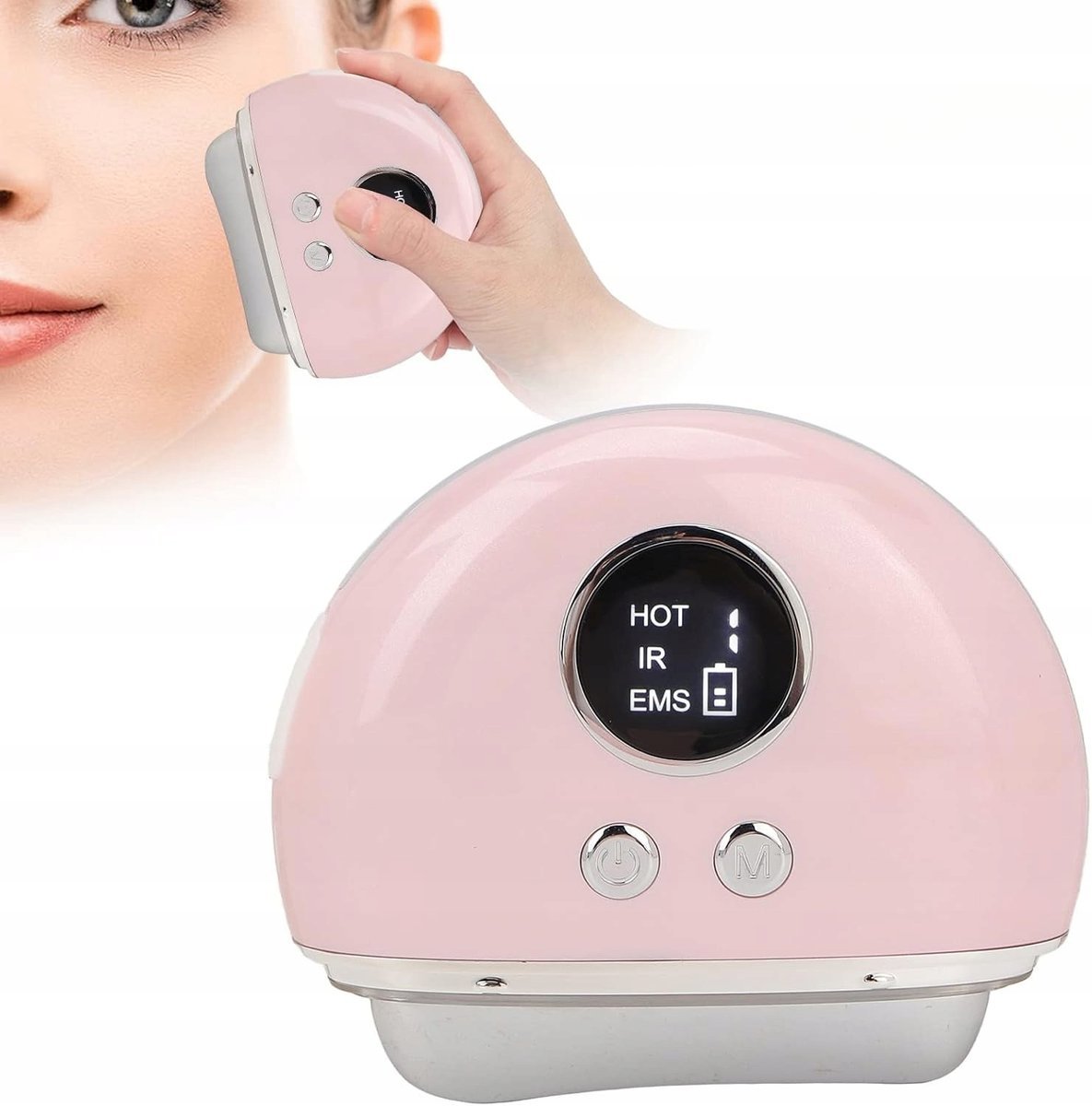 Elektryczny masażer Gua Sha z mikroprądem i światłami LED -relaks i lifting