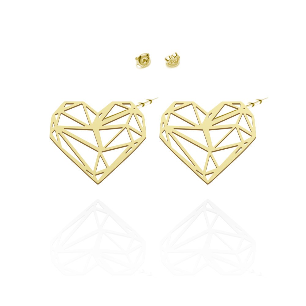 Kolczyki Pozłacane Serce Ażurowe