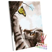 Malowanie po numerach - Zestaw do malowania po numerach, 40x50 cm, Zaciekawiony Kot - miniaturka - grafika 1