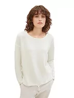 Bluzy damskie - Bluza damska TOM TAILOR ze strukturą i sznurkiem, 10315-Szept Biały, XL - miniaturka - grafika 1