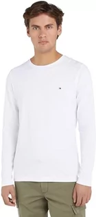 Koszulki męskie - Tommy Hilfiger Męska koszulka z długim rękawem Stretch Slim Fit Long Sleeve Tee z okrągłym dekoltem, Biały, 3XL - grafika 1