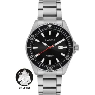 Zegarki męskie - Pacific Poseidon SMPB-2001-01 czarny męski zegarek na bransolecie wodoodporny 200M - miniaturka - grafika 1