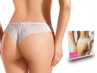 Bielizna nocna - Ewana 017 Koronkowe Eleganckie Stringi Biały S - miniaturka - grafika 1