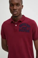 Koszulki męskie - Superdry polo bawełniane kolor bordowy z aplikacją M1110396A-TYP - miniaturka - grafika 1