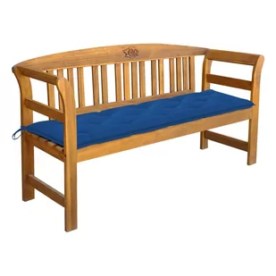 vidaXL Ławka ogrodowa z poduszką, 157 cm, lite drewno akacjowe - Ławki ogrodowe - miniaturka - grafika 1