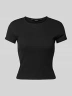Koszulki i topy damskie - T-shirt o kroju regular fit z prążkowaniem model ‘CHLOE’ - miniaturka - grafika 1