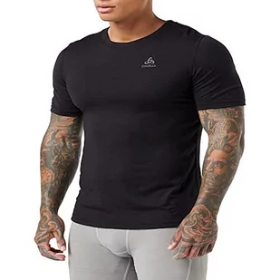 Odlo męski suw Top Crew Neck S/S Natural 100% merin podkoszulek, czarny, s 110822 - Koszulki męskie - miniaturka - grafika 1