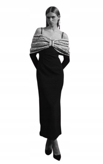 KAREN MILLEN PETITE CZARNA SUKIENKA OŁÓWKOWA 34 B1C