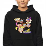 Bluzy dla dziewczynek - Bluza Dziecięca Z Kapturem Czarna Wróżkowie Chrzestni Uczniowie Wz 128 Cm - miniaturka - grafika 1