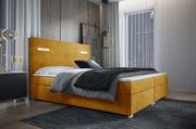 Łóżka - Łóżko kontynentalne pikowane Anthony 180x200 Żółte - miniaturka - grafika 1