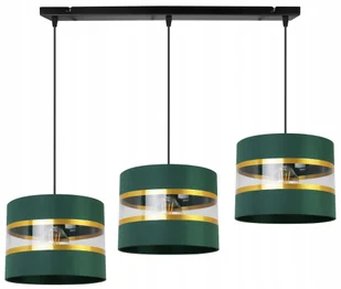 Lampa Wisząca Sufitowa Potrójna Żyrandol Glamour Złote Paski Biały Abażur - Lampy sufitowe - miniaturka - grafika 1
