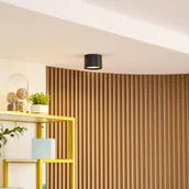 Lampy sufitowe - Reflektor LED Lindby Nivoria, Ø 12 cm, czarny piaskowy, aluminium - miniaturka - grafika 1