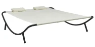 Leżaki ogrodowe - Elior Dwuosobowy nowoczesny leżak ogrodowy kremowy F6-Z78 - miniaturka - grafika 1