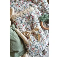 Koce i narzuty dla dzieci - Kocyk niemowlęcy muślinowy z bawełnianą koronką - Kremowy w botaniczny wzór 80x100cm - miniaturka - grafika 1