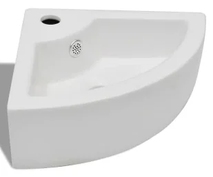 Elior Biała narożna umywalka ceramiczna L7-C22 - Umywalki - miniaturka - grafika 1