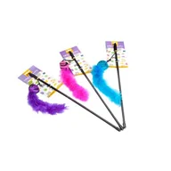 Zabawki dla kotów - Wędka dla kota piłka z ogonkiem fioletowa - miniaturka - grafika 1