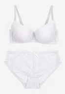 Komplety bielizny - Biały Komplet Bielizny Koronkowej Klasyczny Biustonosz i Figi z Wysokim Stanem Nasellea - miniaturka - grafika 1