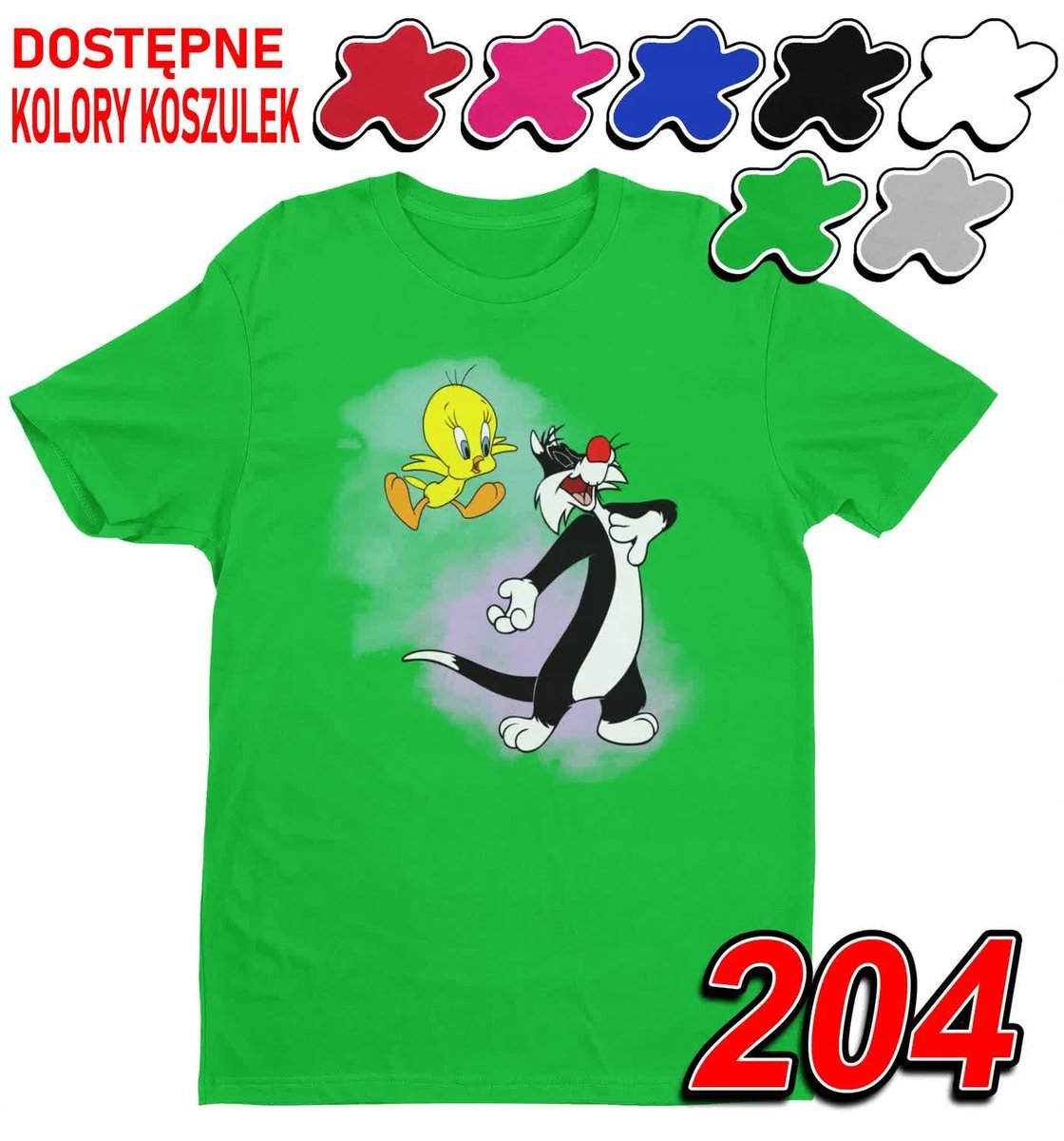Dziecięca Koszulka T-Shirt Z Nadrukiem Kot Sylwester Tunes -M 134-140