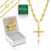 Biżuteria dla dzieci - ZŁOTY ŁAŃCUSZEK KOMUNIJNY + ZAWIESZKA KRZYŻYK 18K+GRAWER PREZENT NA KOMUNIĘ - miniaturka - grafika 1