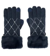 Rękawiczki - Rękawiczki Anekke granatowe z ozdobnymi aplikacjami rozmiar uniw - miniaturka - grafika 1