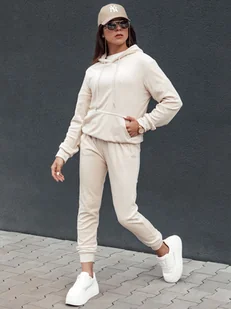 Komplet damski welurowy RELAX FIT ecru Dstreet AY1066 - Dresy damskie - miniaturka - grafika 1