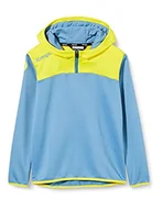 Bluzy męskie - Kempa Emotion 2.0 Quarter Zip Hoodie męska bluza z kapturem niebieski Dove Blau/Limonengelb X-L - miniaturka - grafika 1