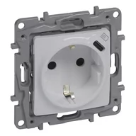 Gniazdka elektryczne - Legrand Gniazdo pojedyncze Niloe Selection 762496 z uziemieniem płaskie 16A 250V~ + USB typ C w plakietce z przesłoną zaciski automatyczne perła - miniaturka - grafika 1