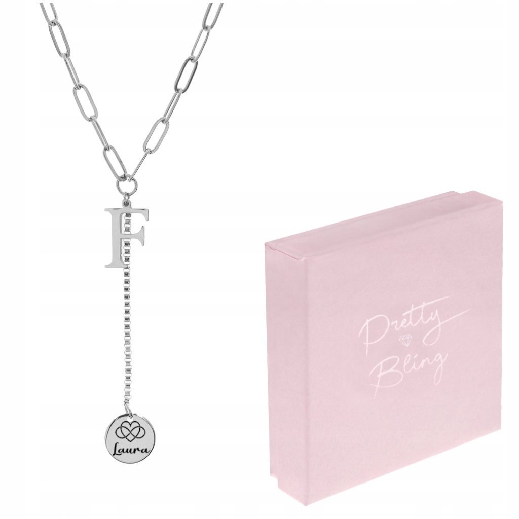 Naszyjnik celebrytka srebrna LITERKA F + GRAWER