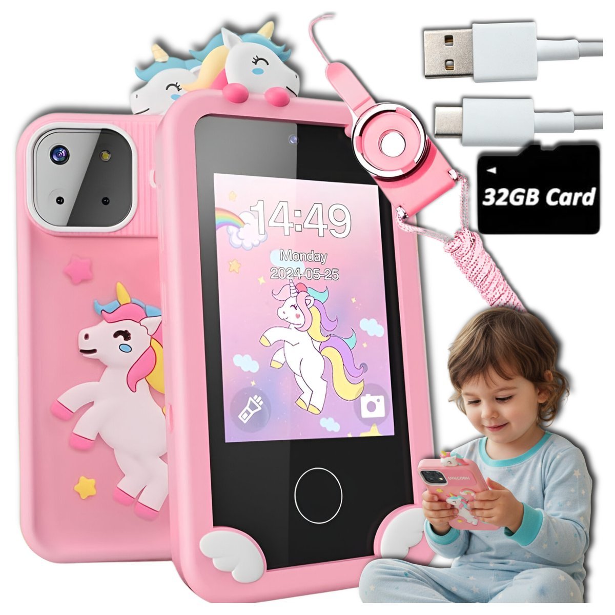 Telefon Zabawka dla Dzieci Dziecka Smartfon Zabawkowy Aparat Kamera Gry