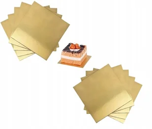 Podkład pod tort złoty monoporcje bankietówka 8x8cm podkładki 10szt - Dodatki do ciast w proszku - miniaturka - grafika 1