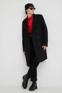 Płaszcze męskie - G-Star Raw płaszcz wełniany kolor czarny przejściowy dwurzędowy - grafika 1
