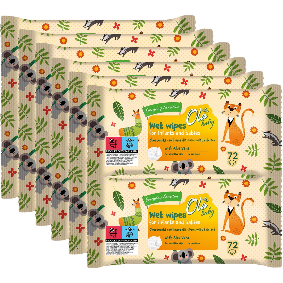 OLA Baby Nawilżane Chusteczki Sensitive 72 szt. Bez Zapachu