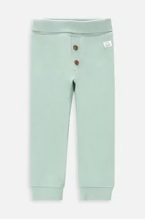 Spodnie i spodenki dla chłopców - Coccodrillo spodnie bawełniane niemowlęce kolor zielony gładkie - grafika 1