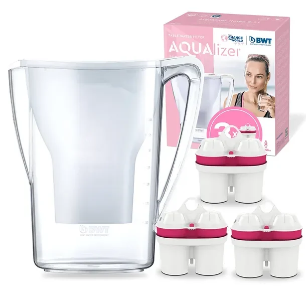 Dzbanek Filtrujący Aqualizer Home 2,7l Biały + Wkłady Magnezowe Mg2+ 3+1