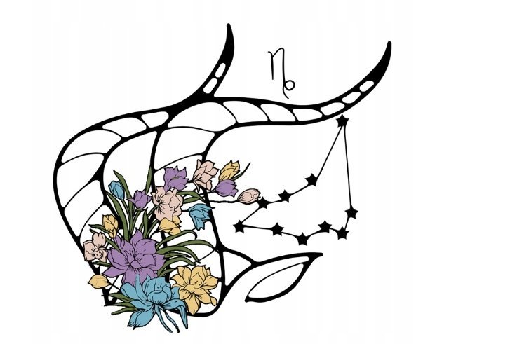 Naklejka Uv Wypukła Ozdobna DTF UV Aplikacja Koziorożec Znak Zodiaku