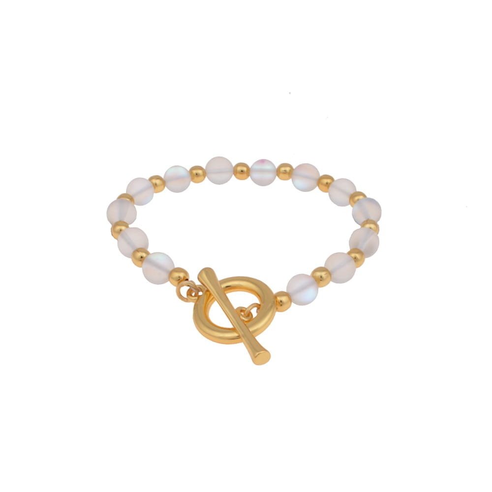 COLIBRA Bransoletka Pozłacana z kamienia z Kuleczkami Toggle