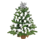 Choinki - Dekorowana sztuczna choinka KING WINTER 60 cm z OŚWIETLENIEM LED W KWIATACH - miniaturka - grafika 1