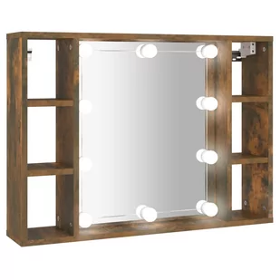 Lumarko Szafka z lustrem i LED, przydymiony dąb, 76x15x55 cm - Toaletki - miniaturka - grafika 3