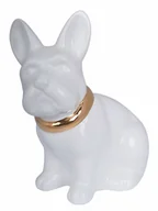 Skarbonki - Skarbonka Buldog, Biała ze złotą obrożą, 11x17x18 cm - miniaturka - grafika 1