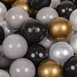 KiddyMoon Plastikowe piłeczki 7cm czarny-perła-złoty-szary 100 Zabawka zestaw kulek - Zabawki do kąpieli - miniaturka - grafika 1