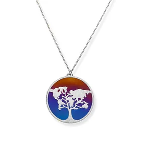 Naszyjnik srebrny tytanowym drzewkiem szczęścia- kolor wielobarwny - Naszyjniki - miniaturka - grafika 1
