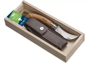 Opinel Nóż grzybów, stal nierdzewna Sandvik, drewno dębowe, dzika włosiem, płótno żaglowe etui, drewnianym pudełku, brązowy, 20.0 cm OP01327 - Noże - miniaturka - grafika 1